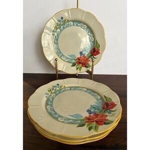 Pioneer Woman Spring Bouquet Set of 4 Stoneware Dinner Plates 11" Yellow Blue
